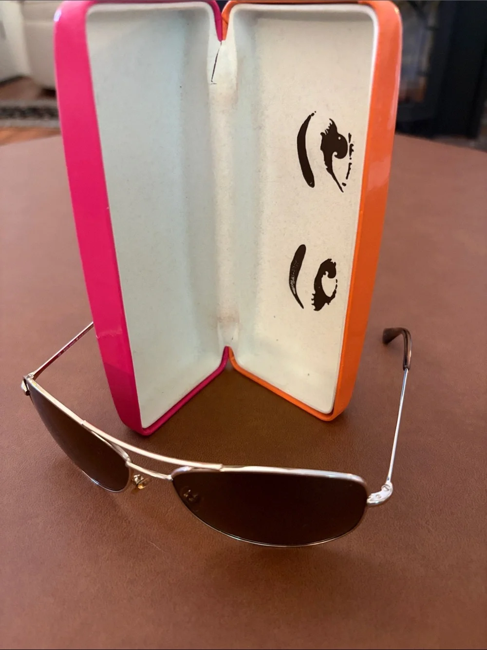 Kate Spade Aviator Sunglasses with Pink & Orange Eyewear Case